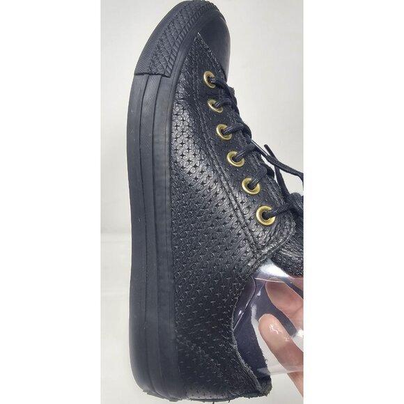 Converse Womens Black Leather Chuck Taylor All Star Low Top Sneaker Shoes Size 8 - Picture 4 of 13
